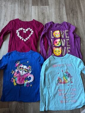 Kids Long-Sleeve Graphic Tops - Purple, Magenta, Blue, Light Blue